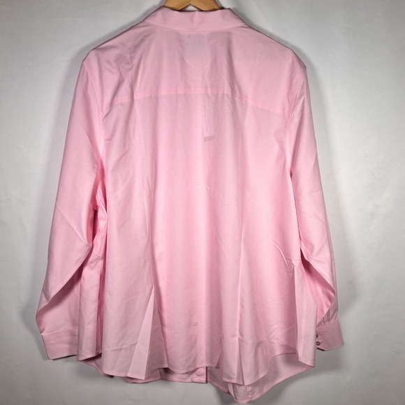 Talbots Button Up Top Womens 24 W Non Iron Shirt Pink Office Casual Plus New NWT - Picture 2 of 7
